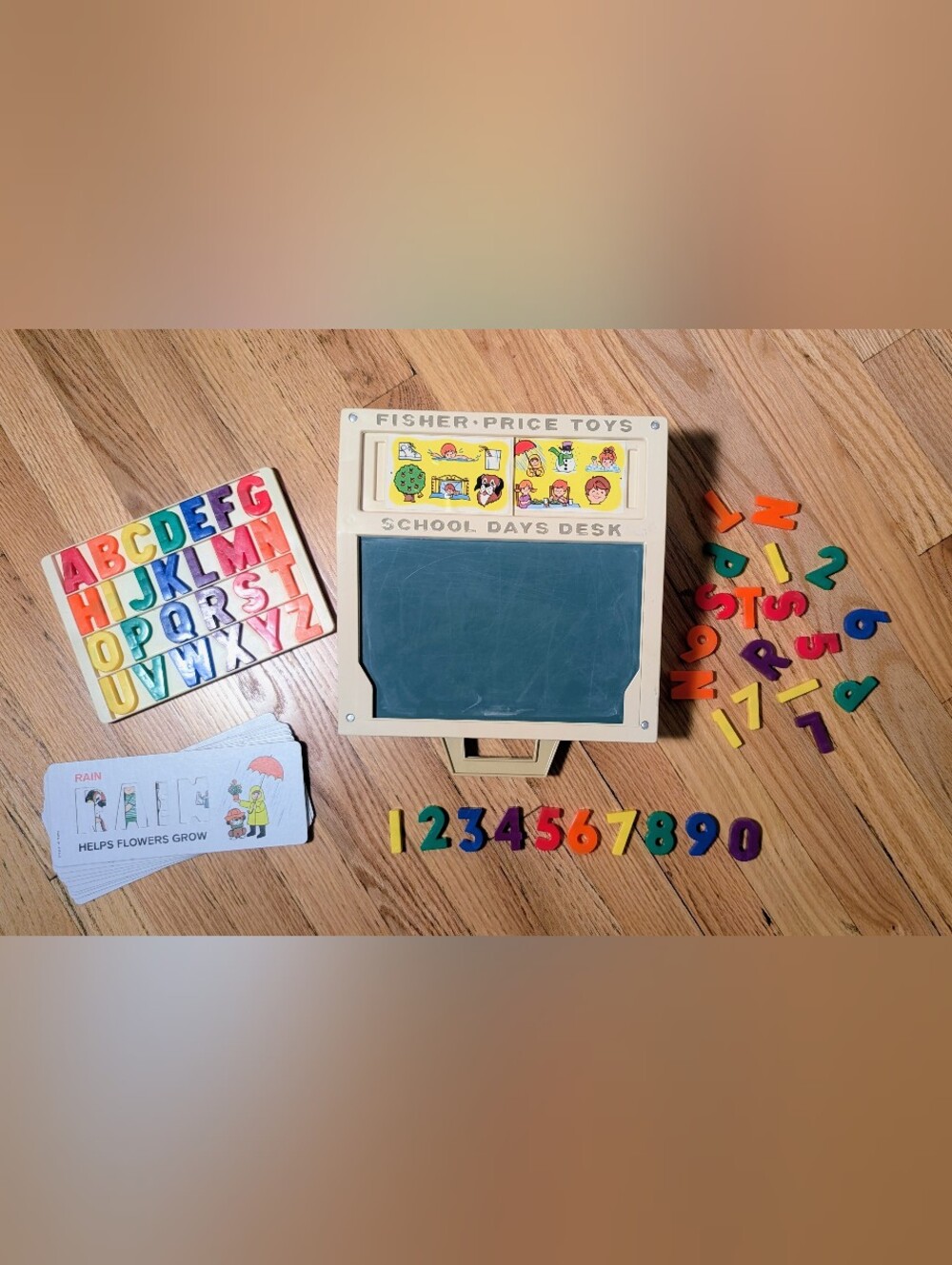Vintage 1972 Fisher-Price School Days Desk #176 – Magnetic Alphabet & Numbers